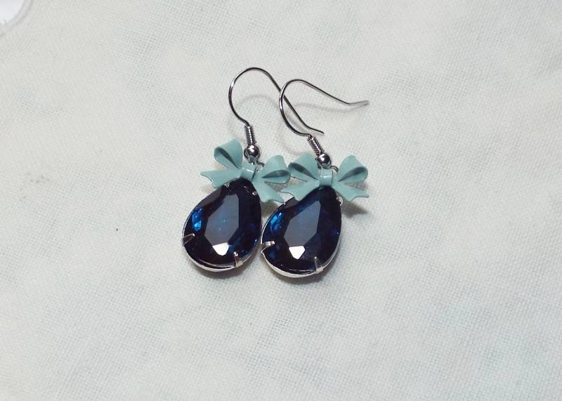 Ohrringe Vintage Love Juwelen Liebchen Seeblau Silber Mit Schleife Mint Ohrhänger von PearlysSchatzkammer