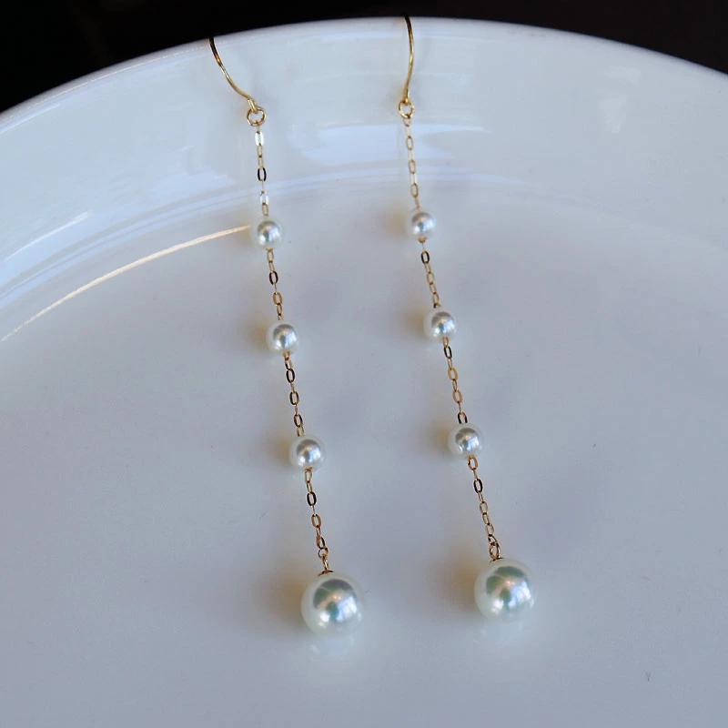 K18 Akoya Perle Lange Ohrring 4-4.5&7-7.5 Mm K18Yg von Pearlyuumi
