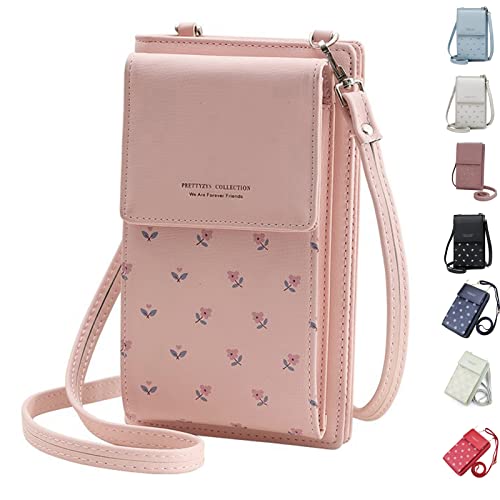 LZSXDWXY Frauen Crossbody Telefon Tasche Leder Münze Handy Geldbörse Mini Mobile Geldbörse Schulter mit Riemen und Karten Slots von LZSXDWXY