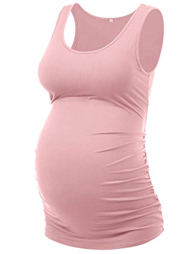 Peauty Lang genug, um die Hüfte zu bedecken, mit seitlichen Rüschen, Tank-Tops/Basic Umstands-Tops für den Sommer, Freizeitkleidung (Größe S-3XL), rosa - dusty pink, Klein von Peauty