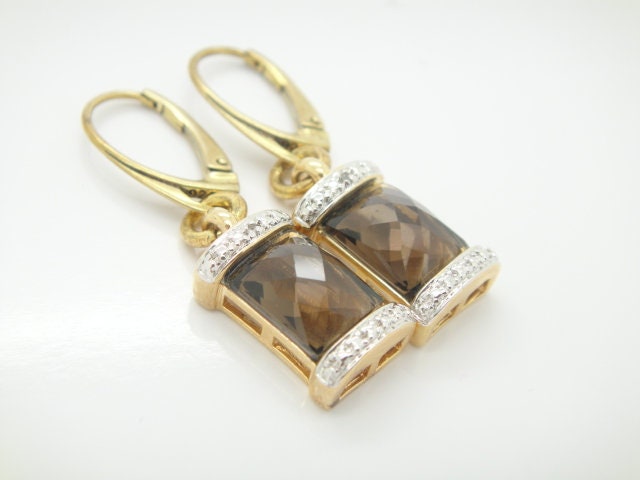 Exklusiv Schöne Ohrringe Rauchquarz 925 Vergoldet von PebblesSchmuckdesign