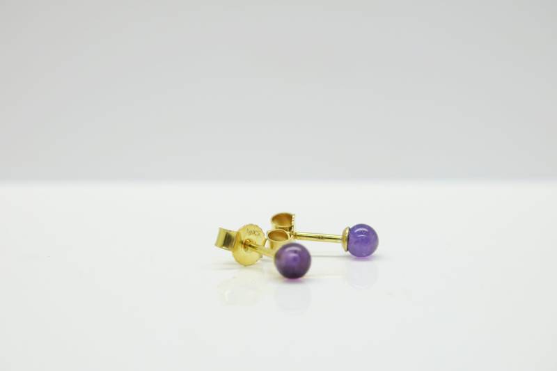 Ohrschmuck Türkis, Koralle Amethyst, Rosenquarz, Onyx, Granat...your Choice, Tiny Ohrstecker Edelsteinkugeln Aus 24K Gold Auf Sterlingsilber von PebblesSchmuckdesign