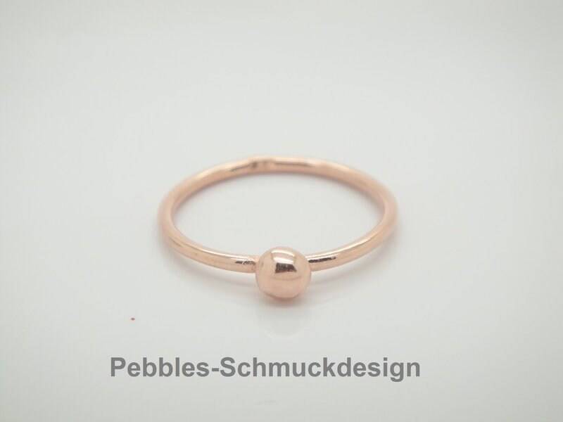 Pebbles-Punkt- Zarter Ring 925 Rosè Vergoldet von PebblesSchmuckdesign