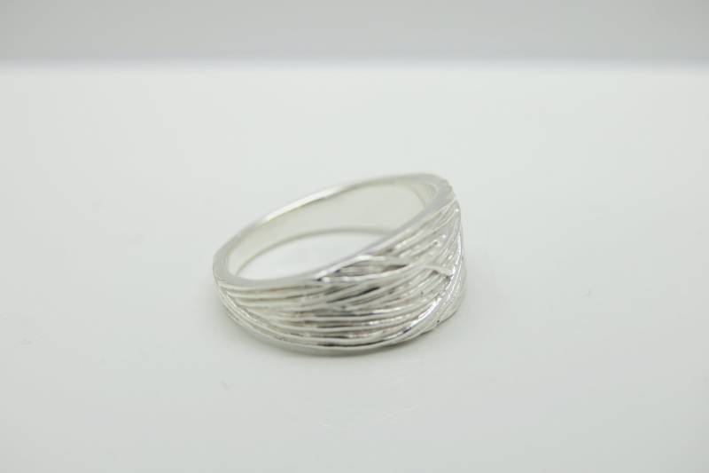 Silberring Struktur Sterlingsilber 925 von PebblesSchmuckdesign