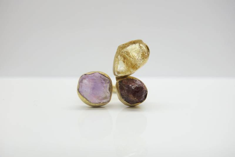 Trio...edler Edelstein Ring 925 Vergoldet von PebblesSchmuckdesign