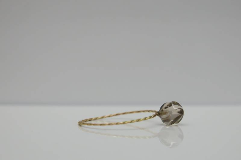 Zarter Goldring 585/14K Gold Mit Edlem Rauchquarz Von Pebblesschmuckdesign von PebblesSchmuckdesign