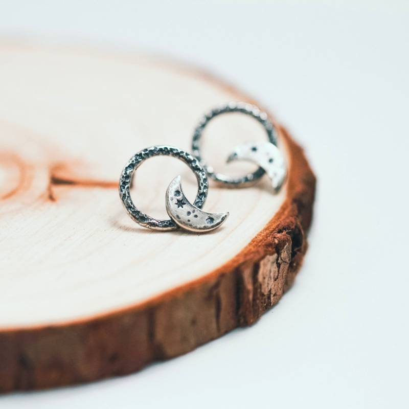 Mond Ohrringe - Ohrstecker Boucles D'oreilles La Lune von PeculiarForest