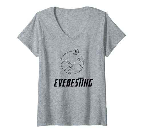 Damen Everest oder Everesting Cycling Challenge T-Shirt mit V-Ausschnitt von PedallingSquaresCo
