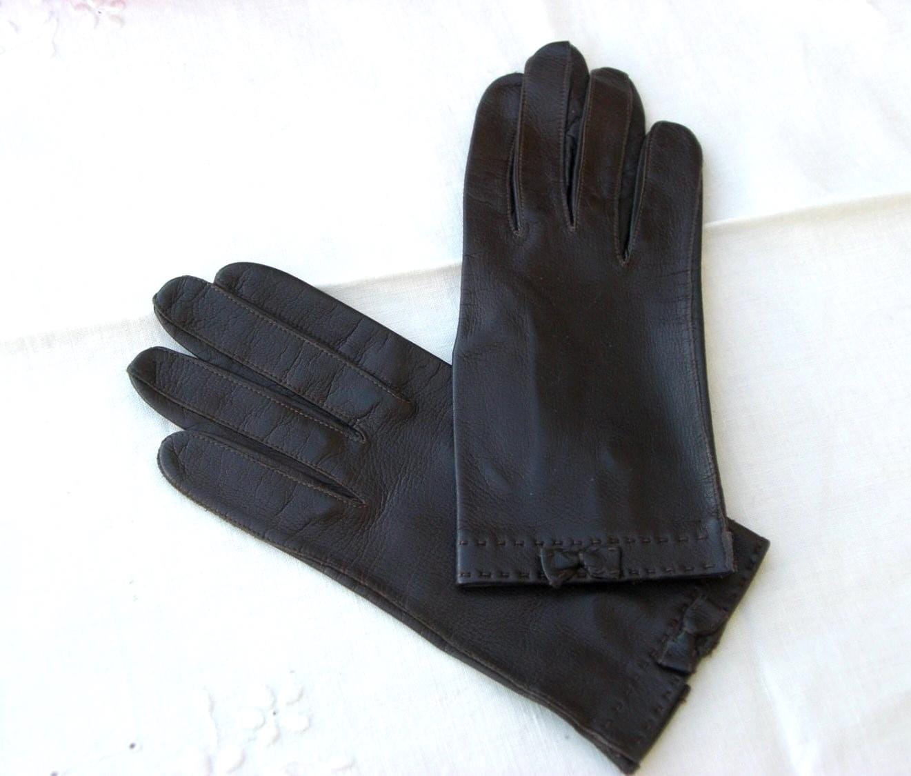 Handschuhe Aus Braunem Ziegenleder - Vintage von PeddlersCaravan