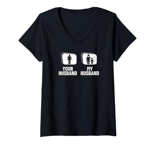 Damen Kinderarzt Ihr Ehemann Mein Ehemann Lustiger Kinderarzt T-Shirt mit V-Ausschnitt von Pediatric Doctor Appreciation Gifts