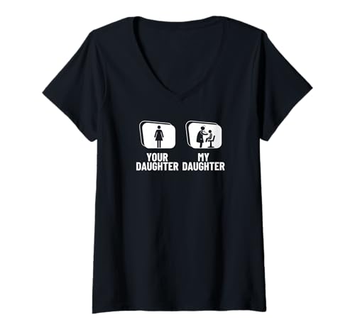 Damen Kinderarzt Ihre Tochter Meine Tochter Kinderärztin T-Shirt mit V-Ausschnitt von Pediatric Doctor Appreciation Gifts