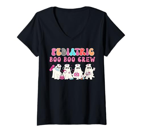 Damen Pediatric Boo Boo Crew Halloween Nurse,Doctor, Medical Ass T-Shirt mit V-Ausschnitt Damen Pediatric Boo Boo Crew Halloween Nurse,Doctor, Medical Ass T-Shirt mit V-Ausschnitt von Pediatric boo boo crew