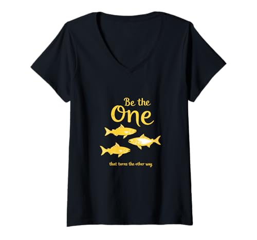 Damen Inspirierendes Zitat Be The One That Turns The Other Way T-Shirt mit V-Ausschnitt Damen Inspirierendes Zitat Be The One That Turns The Other Way T-Shirt mit V-Ausschnitt von PeeKay Apparel - Motivation