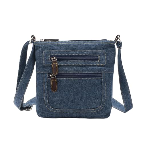Kleine Damen-Umhängetasche, leicht, waschbar, Denim-Geldbörse mit verstellbarem Riemen und mehreren Reißverschlusstaschen Kleine Damen-Umhängetasche, leicht, waschbar, Denim-Geldbörse mit verstellbarem Riemen und mehreren Reißverschlusstaschen von PeeToos