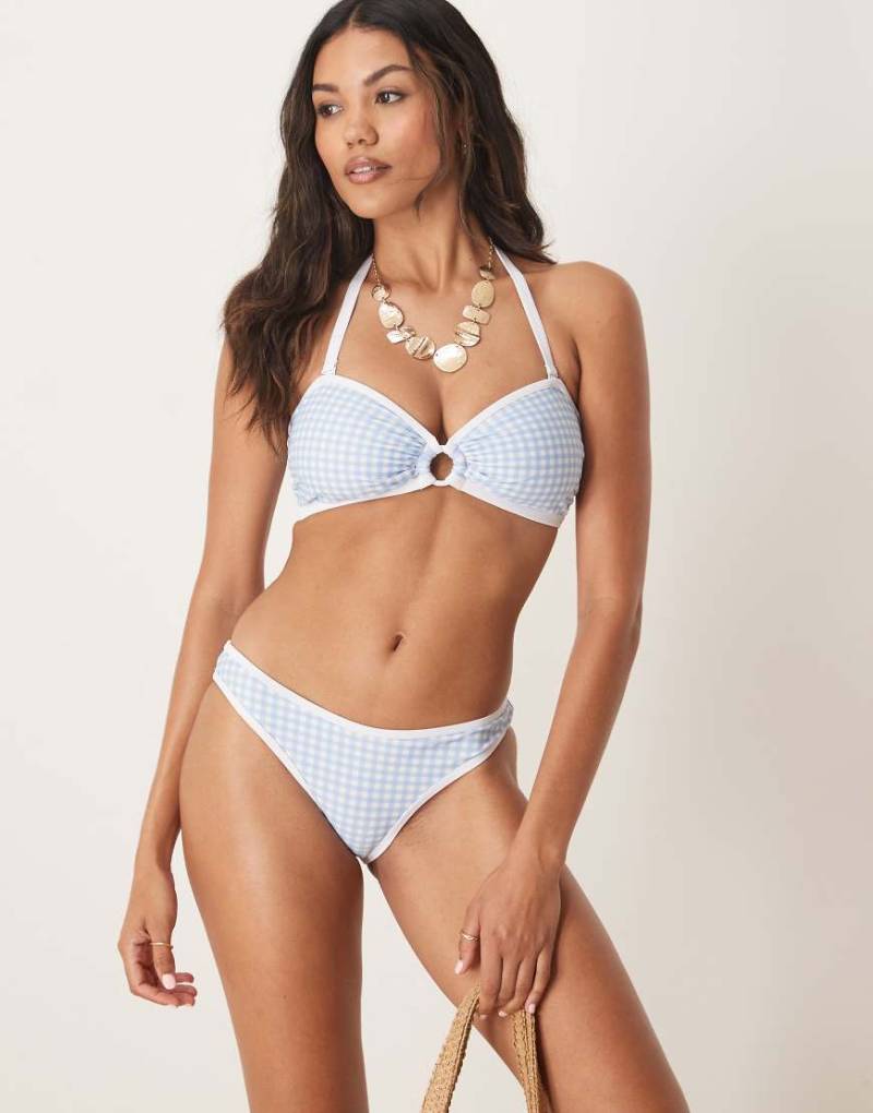 Peek & Beau - Bikinihose mit Vichykaros in Blau und kontrastierender Einfassung von Peek & Beau