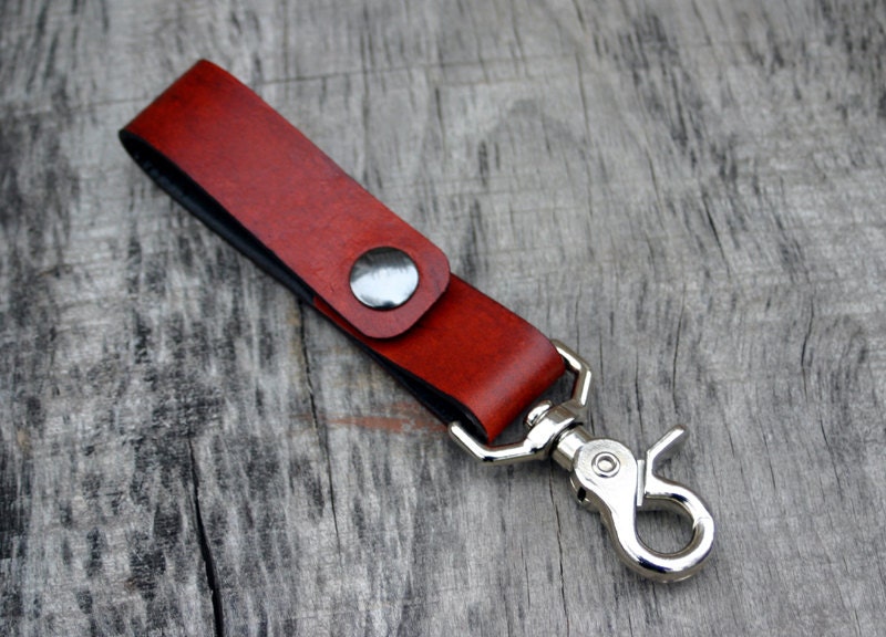 Leder Schlüsselanhänger Frühling Snap/Tan Mit Für Schnelle Gürtelhaken Dangler Von Pegcity von PegCityLeather