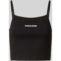 Pegador Crop Top mit Label-Stitching Modell 'TESSA' in Black, Größe M von Pegador