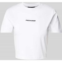 Pegador Cropped T-Shirt mit Label-Print Modell 'INES' in Weiss, Größe L von Pegador