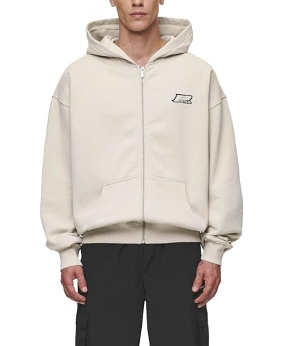 Pegador Fox Oversized Herren Sweatjacke Washed Light Beige, L von Pegador