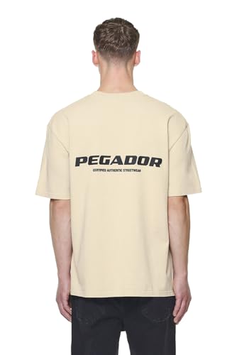 Pegador Herren T-Shirt Colne Logo Oversized Vintage Washed Kingdom beige Gum (DE/NL/SE/PL, Alphanumerisch, S, Regular, Regular, Weiß) von Pegador