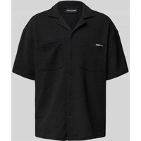 Pegador Oversized Fit Freizeithemd mit 1/2-Arm Modell 'ACADO' in Black, Größe L von Pegador