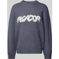 Pegador Oversized Strickpullover mit Label-Stitching Modell 'TRIPOLE' in Rauchblau, Größe XS von Pegador