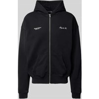 Pegador Oversized Sweatjacke mit Label-Print Modell 'BROOKE' in Anthrazit, Größe S von Pegador