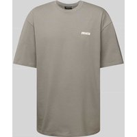 Pegador Oversized T-Shirt mit Label-Print Modell 'BASS' in Mittelgrau, Größe L von Pegador