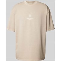 Pegador Oversized T-Shirt mit Label-Print Modell 'BAYLOR' in Taupe, Größe L von Pegador