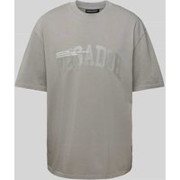 Pegador Oversized T-Shirt mit Label-Print Modell 'GILFORD' in Mittelgrau, Größe L von Pegador