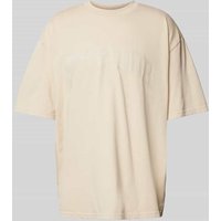 Pegador Oversized T-Shirt mit Label-Print Modell 'GILFORD' in Sand, Größe XXL von Pegador