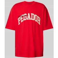 Pegador Oversized T-Shirt mit Label-Print in Rot, Größe M von Pegador