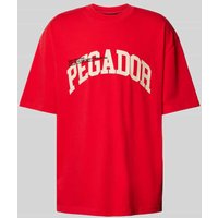 Pegador Oversized T-Shirt mit Label-Print in Rot, Größe XS von Pegador
