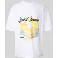 Pegador Oversized T-Shirt mit Label-Print in Weiss, Größe L von Pegador