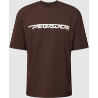 Pegador Oversized T-Shirt mit Label-Stitching Modell 'MANOR' in Dunkelbraun, Größe L von Pegador