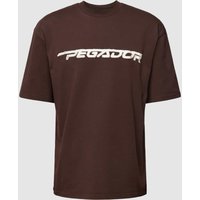 Pegador Oversized T-Shirt mit Label-Stitching Modell 'MANOR' in Dunkelbraun, Größe M von Pegador