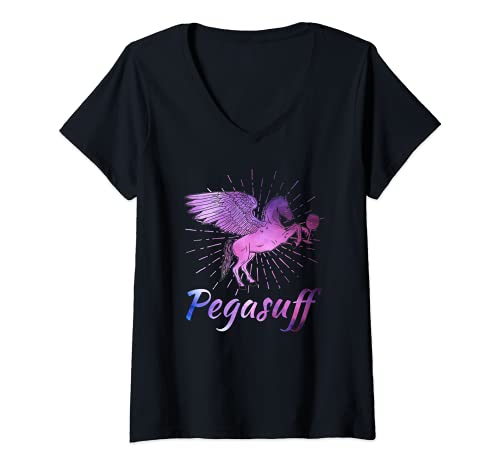 Damen Junggesellenabschied Pegasuff T-Shirt mit V-Ausschnitt von Pegasuff Motiv