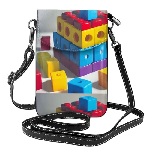 Bunte Bausteine, kleine Handy-Geldbörse, Blumendruck, Umhängetasche, PU-Leder, Mini-Geldbörse mit Schultergurt, sicherer Magnetverschluss. Bunte Bausteine, kleine Handy-Geldbörse, Blumendruck, Umhängetasche, PU-Leder, Mini-Geldbörse mit Schultergurt, sicherer Magnetverschluss. von Pegqcvam