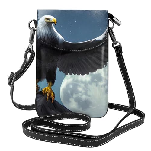 Eagle Under The Stars Kleine Handy-Geldbörse, Blumendruck, Umhängetasche, PU-Leder, Mini-Geldbörse mit Schultergurt, sicherer Magnetverschluss. von Pegqcvam