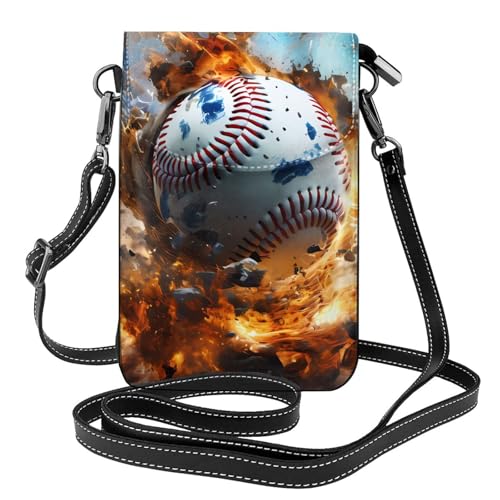 Hot Baseball Kleine Handy-Geldbörse, Blumendruck, Umhängetasche, PU-Leder, Mini-Geldbörse mit Schultergurt, sicherer Magnetverschluss. von Pegqcvam