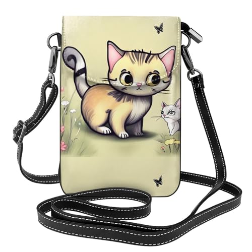 Kleine Geldbörse mit Katze und Schmetterling, Blumendruck, Mini-Geldbörse aus PU-Leder mit Schultergurt, sicherer Magnetverschluss. Kleine Geldbörse mit Katze und Schmetterling, Blumendruck, Mini-Geldbörse aus PU-Leder mit Schultergurt, sicherer Magnetverschluss. von Pegqcvam