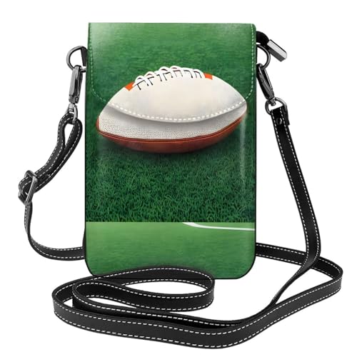 Kleine Handy-Geldbörse, Motiv: Rugbyball, Blumenmuster, PU-Leder, Mini-Geldbörse mit Schultergurt, sicherer Magnetverschluss, Weiß von Pegqcvam