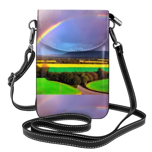Kleine Handy-Geldbörse mit Blumenmuster, PU-Leder, Mini-Geldbörse mit Schultergurt, sicherer Magnetverschluss. von Pegqcvam