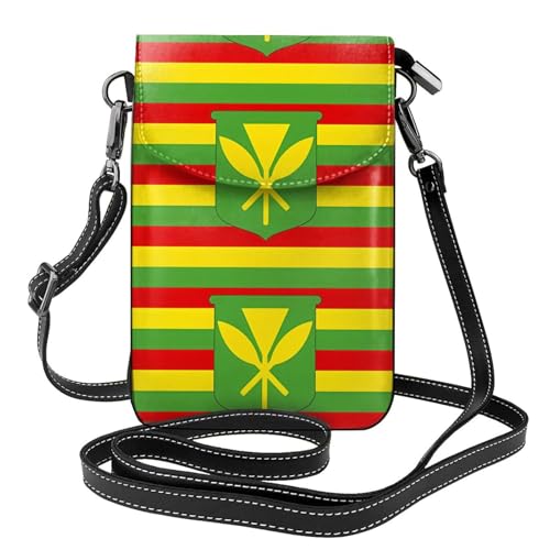 Kleine Handy-Geldbörse mit Hawaii-Flagge, Blumendruck, Mini-Geldbörse aus PU-Leder mit Schultergurt, sicherer Magnetverschluss. von Pegqcvam
