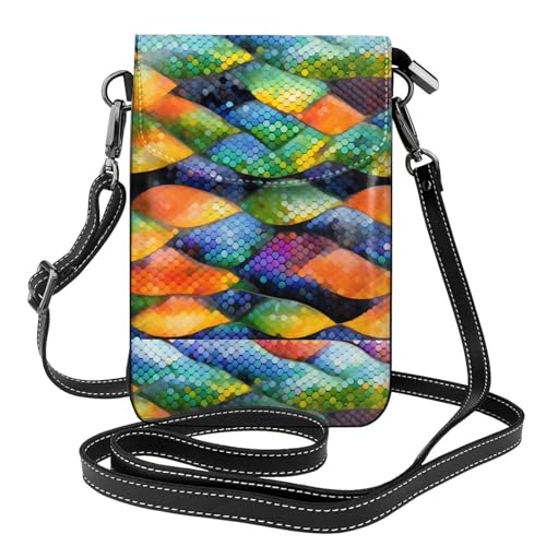 Kleine Handy-Geldbörse mit Regenbogenfischschuppen, Blumendruck, Mini-Geldbörse aus PU-Leder mit Schultergurt, sicherer Magnetverschluss. Kleine Handy-Geldbörse mit Regenbogenfischschuppen, Blumendruck, Mini-Geldbörse aus PU-Leder mit Schultergurt, sicherer Magnetverschluss. von Pegqcvam
