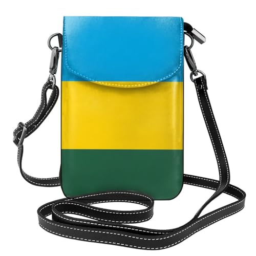 Pegqcvam Kleine Handy-Geldbörse, Motiv: Flagge Ruandas, Blumendruck, Umhängetasche, PU-Leder, Mini-Geldbörse mit Schultergurt, sicherer Magnetverschluss. von Pegqcvam