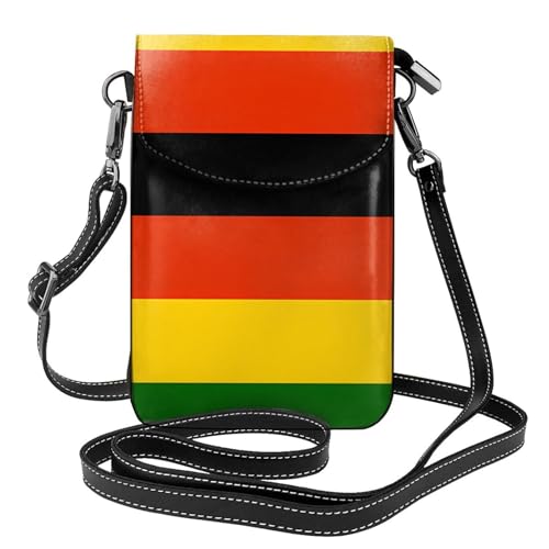 Pegqcvam Kleine Handy-Geldbörse, Motiv: Flagge von Simbabwe, Blumendruck, Mini-Geldbörse aus PU-Leder mit Schultergurt, sicherer Magnetverschluss. von Pegqcvam