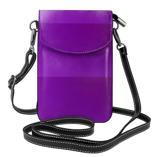 Pegqcvam Kleine Handy-Geldbörse, einfarbig, Dunkelviolett, Blumendruck, Umhängetasche, Mini-Geldbörse aus PU-Leder mit Schultergurt, sicherer Magnetverschluss. von Pegqcvam