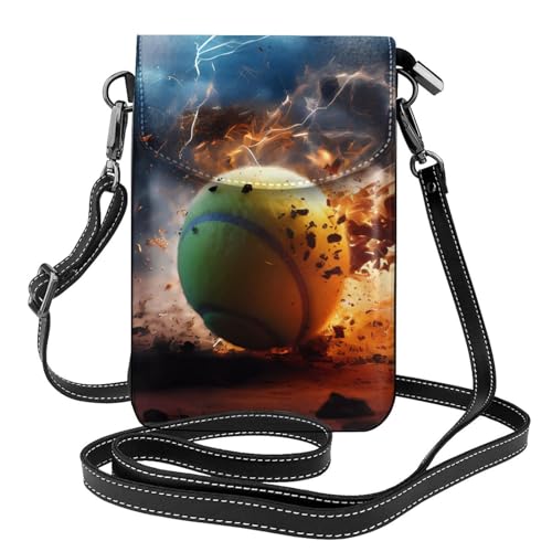 Pegqcvam Kleine Handy-Geldbörse mit Lightning-Tennis, Blumendruck, Mini-Geldbörse aus PU-Leder mit Schultergurt, sicherer Magnetverschluss. von Pegqcvam