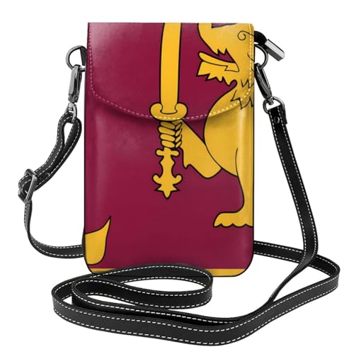 Pegqcvam Kleine Handy-Geldbörse mit Sri Lanka-Flagge, Blumendruck, Mini-Geldbörse aus PU-Leder mit Schultergurt, sicherer Magnetverschluss. von Pegqcvam